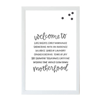 Petal Lane Home Welcome to Motherhood Magnet Board with Raised Letter Option