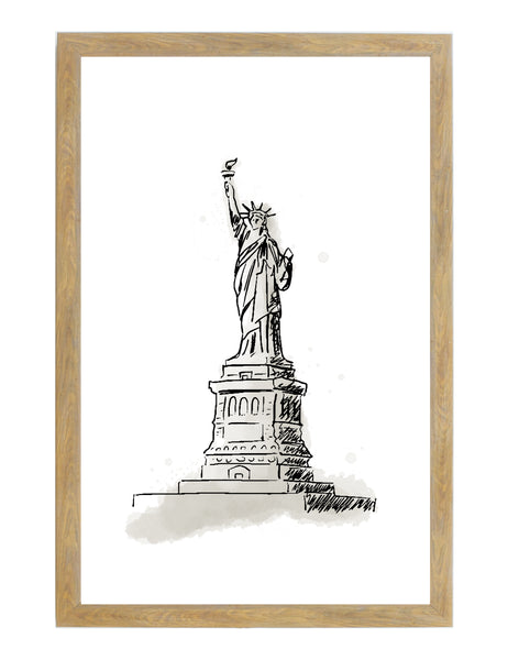 Fourth of July Watercolor Statue of Liberty