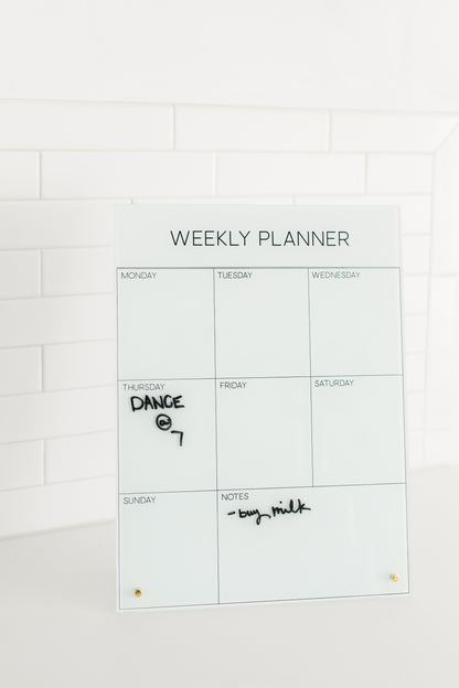 Glass Magnetic Weekly Planner Dry Erase Board