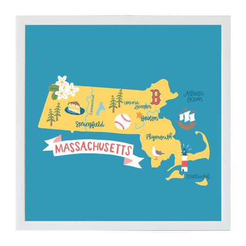 Alexa Destinations Massachusetts State Map Magnet Board