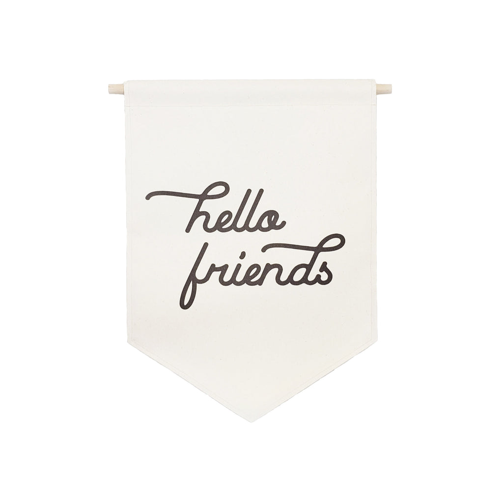 Petal Lane Home bannerlove Hello Friends Hanging Canvas Banner with Dowel and String