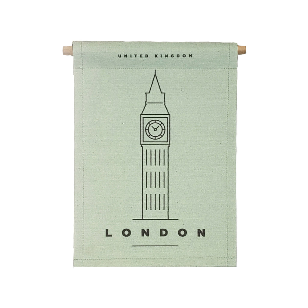 Petal Lane Home bannerlove Modern London Hanging Banner with Wooden Dowel and String