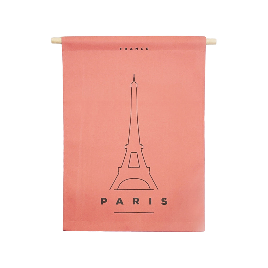 Petal Lane Home bannerlove Modern Paris Hanging Canvas Banner with Wooden Dowel and String