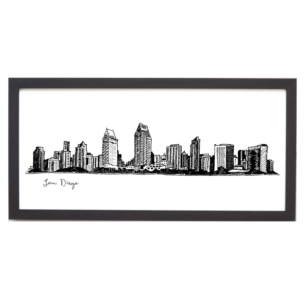 San Diego Cityscape Line Drawing