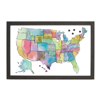 Petal Lane Home Watercolor Magnet Board U.S.A Map