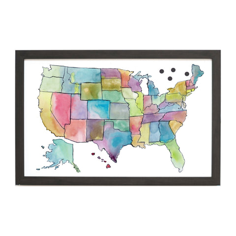 Watercolor U.S.A. Map Seasonal Magnet Board