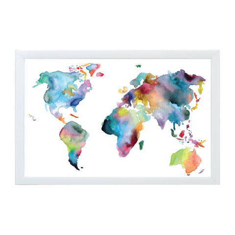 Watercolor World Map Magnet Board