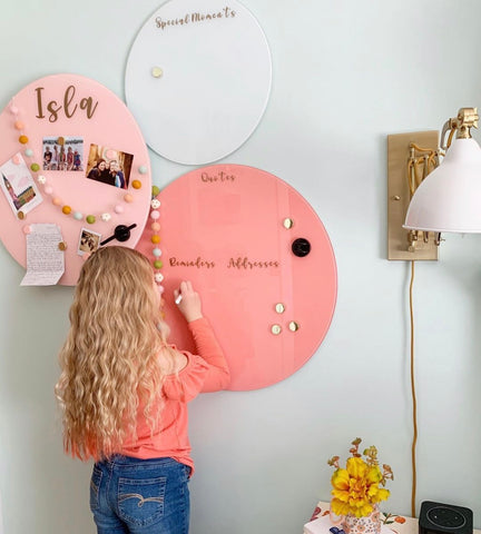 Glass Magnetic Positively Pink Circle Dry Erase Board